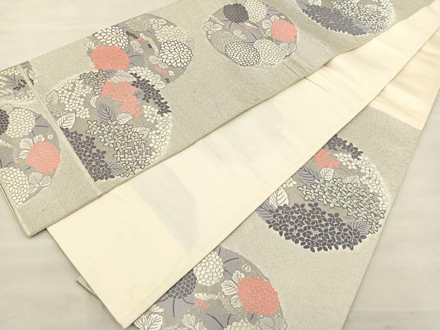 平和屋着物◎菊丸文 九百錦プラチナ箔 六通柄袋帯 唐織 正絹 逸品 BAAT0448yt