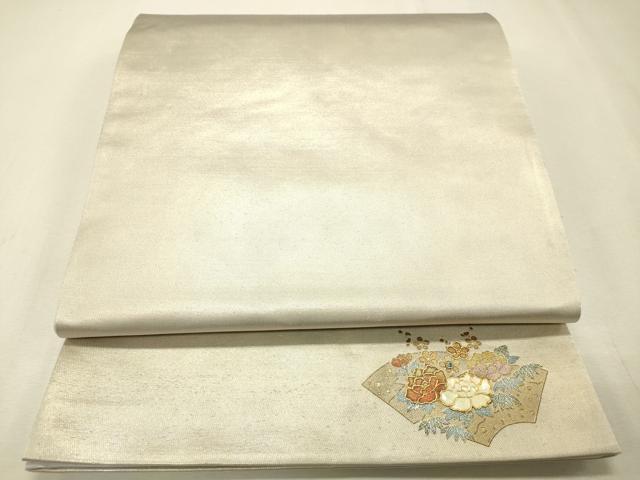 平和屋着物◎六通柄袋帯 螺鈿 ワンポイント 霞文 金彩 引箔 正絹 逸品 CAAS7629ua