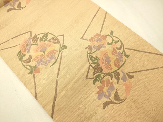 平和屋着物◎六通柄袋帯 更紗花文 正絹 逸品 CAAS7631ua