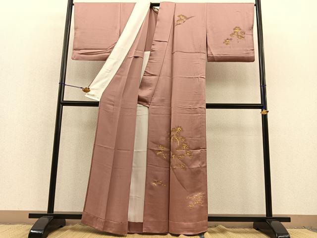 平和屋着物▽訪問着 単衣 浜松文 竹屋町刺繍 金彩 正絹 逸品 BAAT1105hv