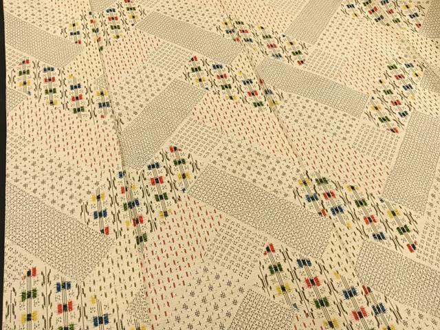 平和屋着物▽上質な紬 単衣 網代文様 正絹 逸品 BAAT1122hv