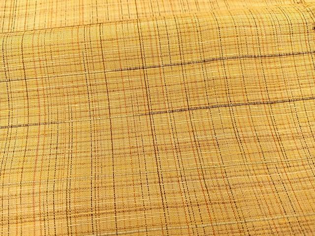 平和屋着物▽上質な紬 単衣 格子柄 正絹 逸品 BAAT1121hv