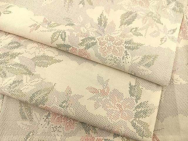 平和屋着物▽本塩沢 単衣 雲取り花文 正絹 逸品 未使用 BAAT1139hv