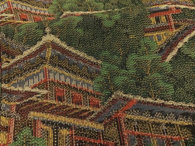 平和屋着物▽上質な紬 単衣 樹林風景文 やまと誂製 正絹 逸品 BAAT1162hv