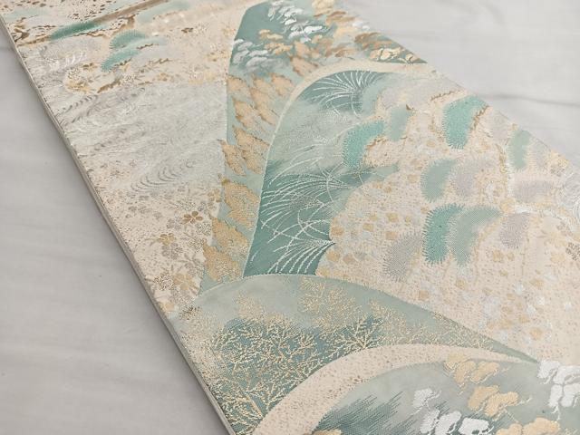 平和屋着物◎西陣 六通柄袋帯 遠山松文 金銀糸 正絹 逸品 BAAT1607xk