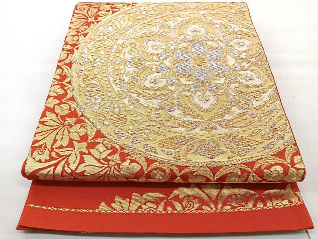 平和屋着物◎六通柄袋帯 正倉院花文 金銀糸 正絹 逸品 BAAT1617xk