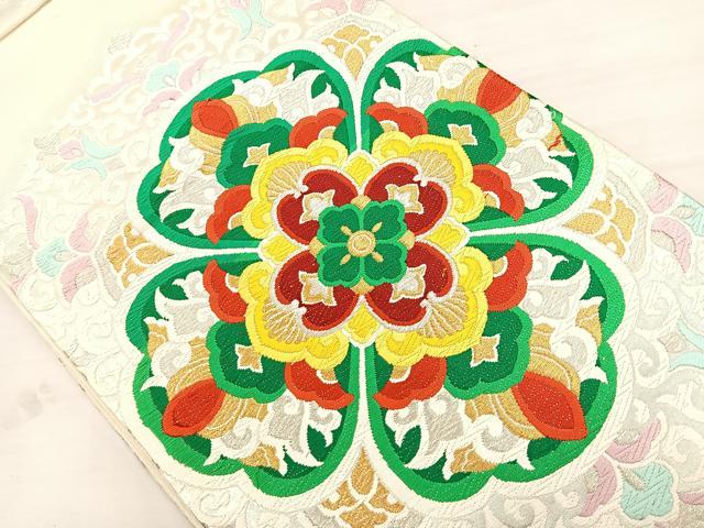 平和屋着物◎六通柄袋帯 唐織 正倉院花文 金銀糸 正絹 逸品 BAAS5462bs