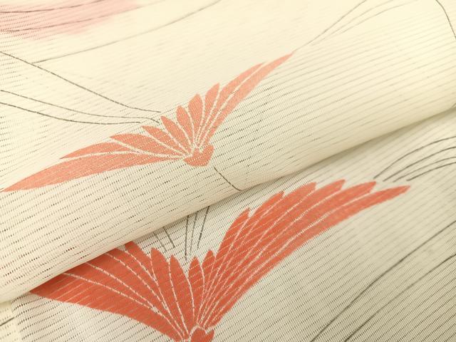 平和屋着物*夏物 小紋 絽 舞花文 洗える着物 AAAV1487ph