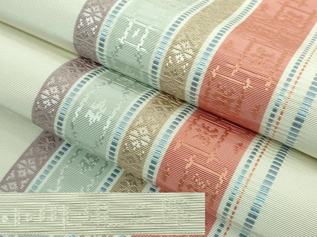 平和屋本店■極上 人間国宝 小川規三郎 本場筑前博多献上織 八寸名古屋帯 献上 吉祥間道 蒸栗色地 逸品 DZAA5185kh5