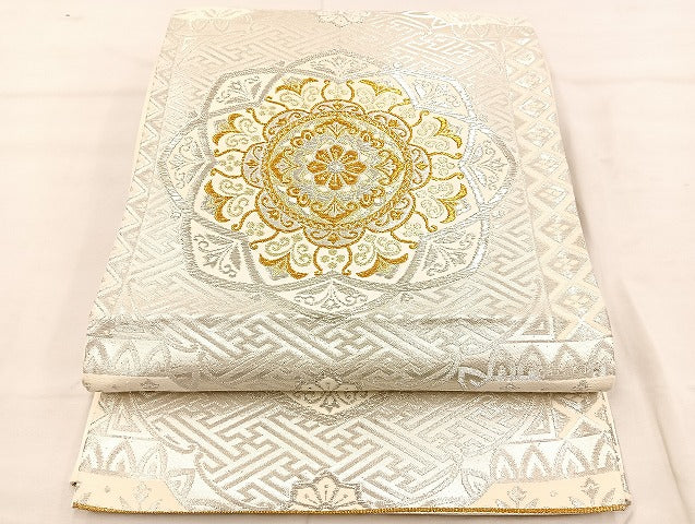 平和屋着物◎六通柄袋帯 正倉院花文 金銀糸 正絹 逸品 BAAS4941wb