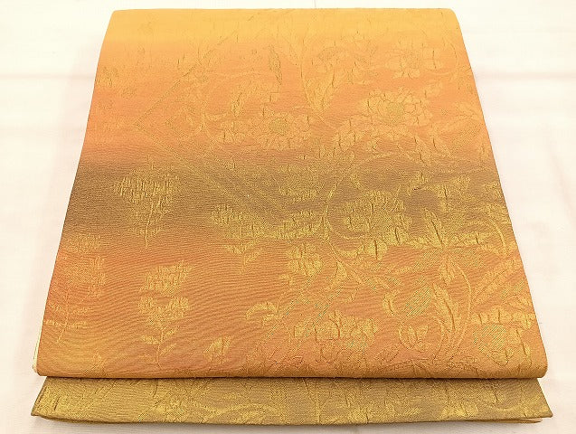 平和屋着物◎全通柄袋帯 ふくれ織 宗浩 更紗花文 金彩 正絹 逸品 BAAS4944wb