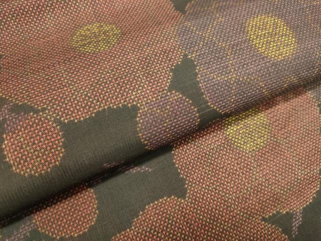 平和屋着物●本場大島紬 7マルキ 草花文 ますいわ屋扱い 正絹 逸品 DAAS2212tw