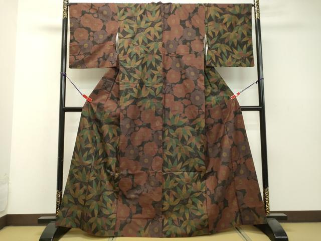 平和屋着物●本場大島紬 7マルキ 草花文 ますいわ屋扱い 正絹 逸品 DAAS2212tw