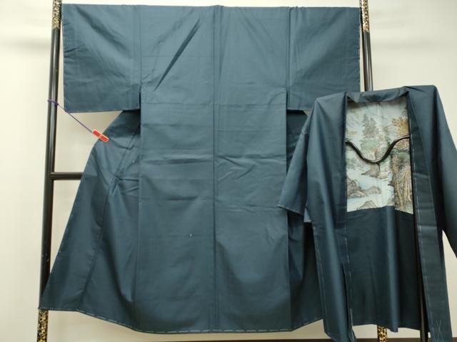 平和屋着物●男性 紬 アンサンブル 長羽織 80亀甲 総詰め 正絹 逸品 未使用 DAAS2243tw
