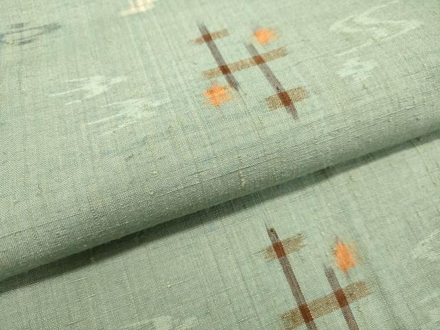 平和屋着物●赤倉紬 絣文様 反端付き 正絹 逸品 DAAS2239tw