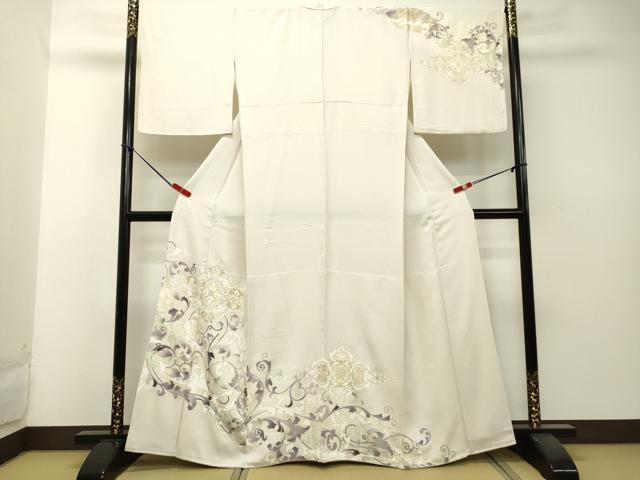 平和屋着物●訪問着 駒刺繍 洋花文 金彩 胴抜き仕立て 正絹 逸品 DAAS2261tw