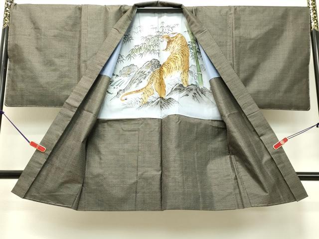 平和屋着物●男性 紬 アンサンブル 100亀甲 総詰め 正絹 逸品 未使用 DAAS2286tw