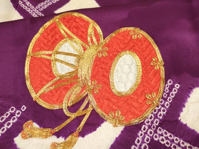 平和屋着物∵女の子 十三参り 子供 駒刺繍 絞り 鼓花文 金彩 逸品 DAAR6300ma