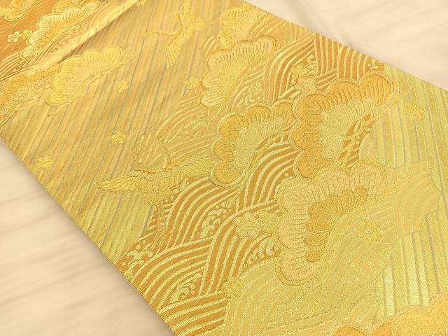 平和屋着物◎六通柄袋帯 飛鶴松文 金糸 正絹 逸品 BAAS9988du