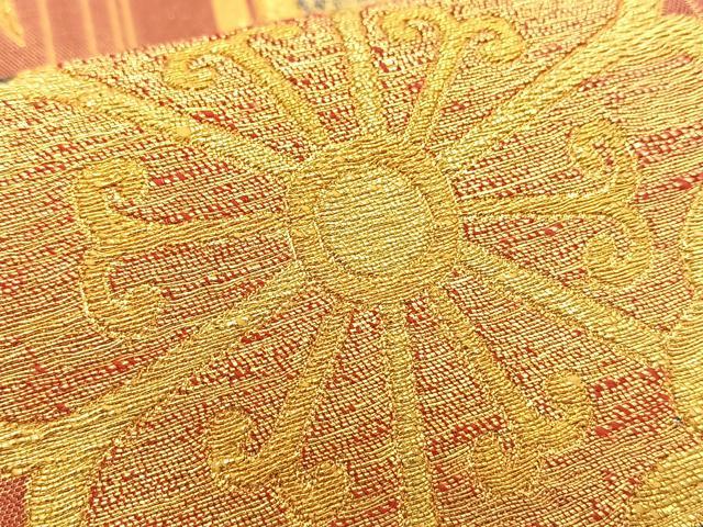 平和屋着物◎両面六通柄袋帯 竹に花 金糸 正絹 逸品 BAAS9990du