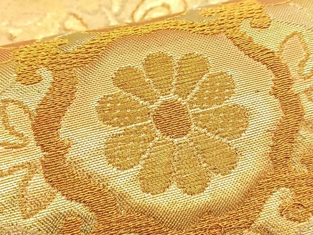 平和屋着物◎六通柄袋帯 宝相華 金糸 正絹 逸品 BAAS9997du