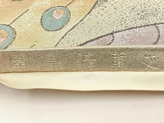 平和屋着物◎六通柄袋帯 麗鳥清薫文 金銀糸 正絹 逸品 BAAT0503yt