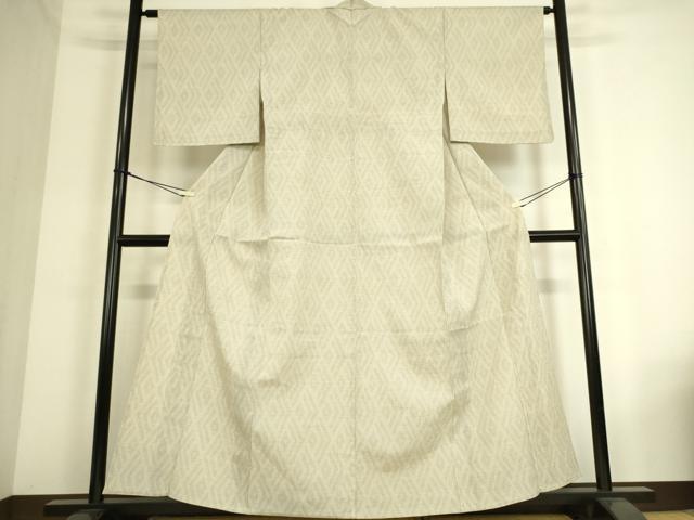 平和屋着物▽白鷹お召 単衣 菱文 110亀甲 正絹 逸品 DAAS0306az
