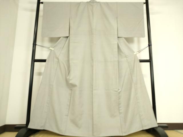 平和屋着物▽上質な紬 単衣 白鼠色 正絹 逸品 未使用 DAAS0316az