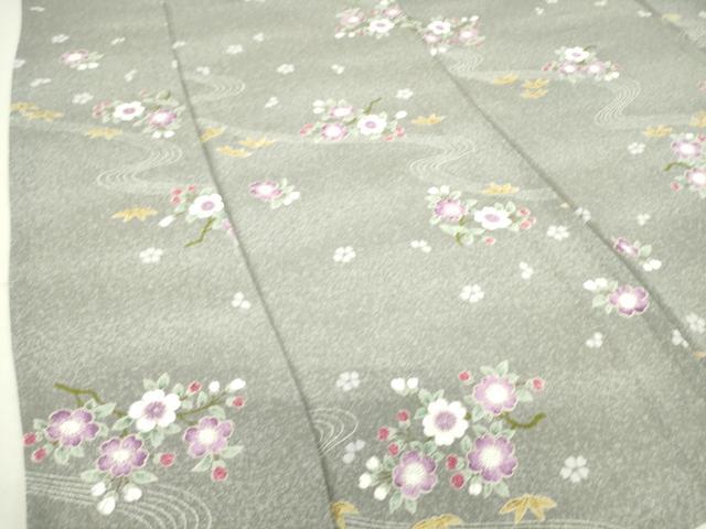 平和屋着物▽小紋 単衣 流水花文 洗える着物 DAAS0354az