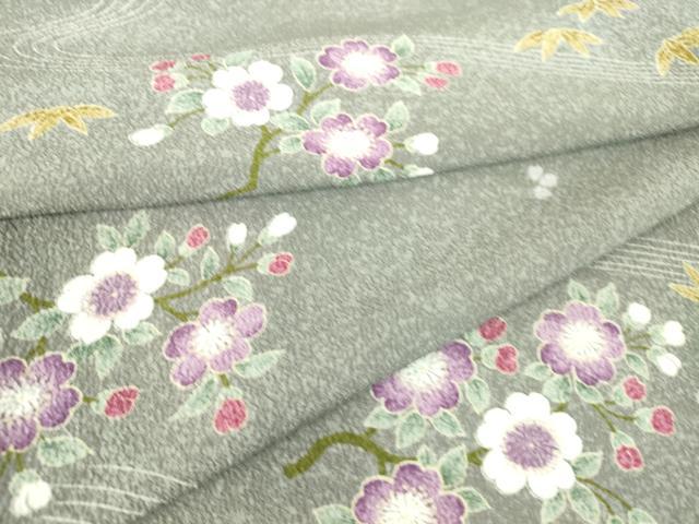 平和屋着物▽小紋 単衣 流水花文 洗える着物 DAAS0354az