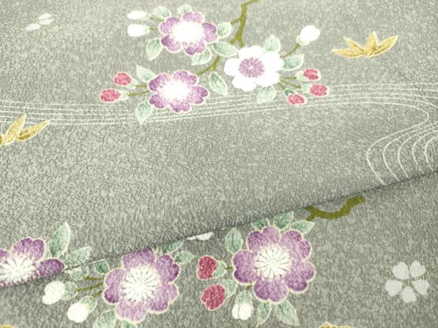 平和屋着物▽小紋 単衣 流水花文 洗える着物 DAAS0354az