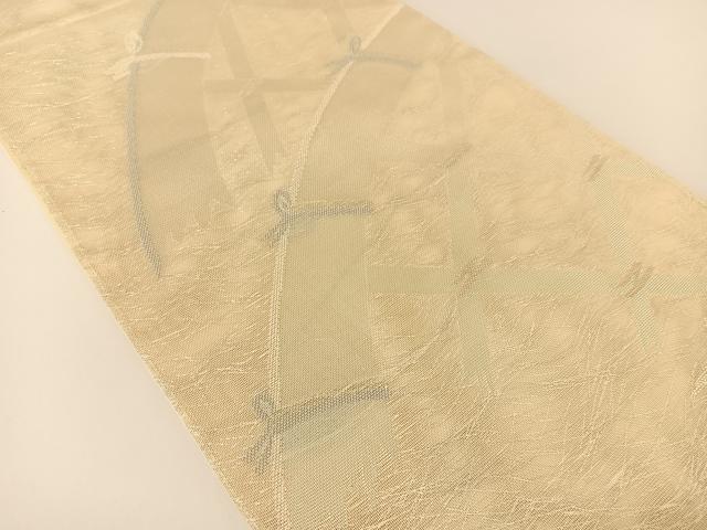 平和屋着物*夏物 六通柄袋帯 籬文 銀糸 正絹 逸品 BAAT0677yc