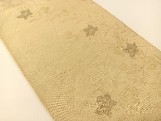平和屋着物*夏物 六通柄袋帯 秋草文 金糸 正絹 逸品 BAAT0678yc