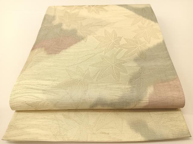 平和屋着物*夏物 六通柄袋帯 楓文 銀糸 正絹 逸品 BAAT0723yc