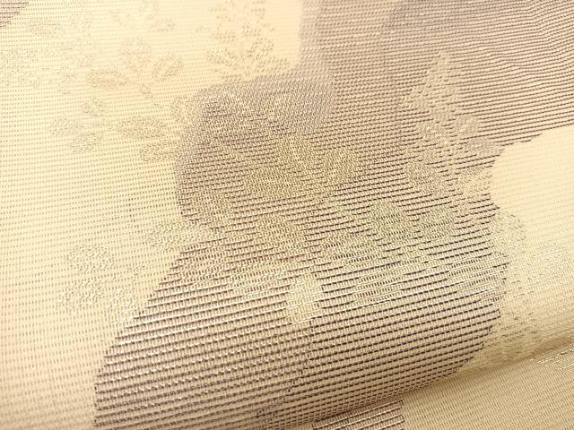 平和屋着物*夏物 六通柄袋帯 道長萩文 銀糸 正絹 逸品 BAAT0721yc