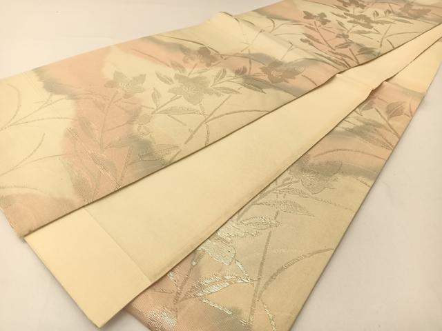 平和屋着物*夏物 六通柄袋帯 桔梗文 銀糸 正絹 逸品 BAAT0742yc