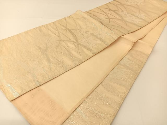 平和屋着物*夏物 六通柄袋帯 芝草楓文 銀糸 正絹 逸品 BAAT0752yc