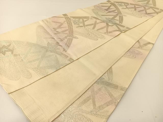 平和屋着物*夏物 六通柄袋帯 竜田川 銀糸 正絹 逸品 BAAT0757yc