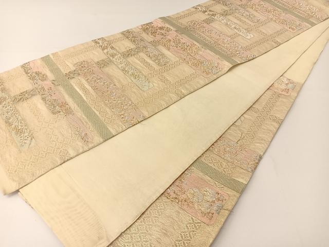 平和屋着物*夏物 六通柄袋帯 横段花文 金銀糸 正絹 逸品 BAAT0758yc