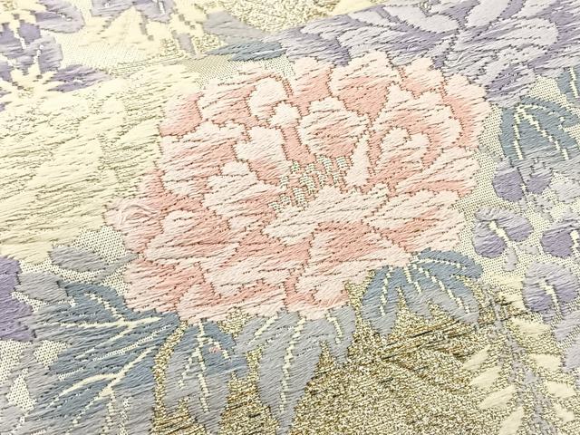 平和屋着物◎六通柄袋帯 唐織 飾花文 金銀糸 正絹 逸品 BAAT2687ea