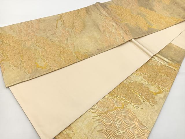 平和屋着物◎六通柄袋帯 流水松文 金糸 引箔 正絹 逸品 BAAT2717ea