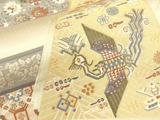 平和屋着物▼六通柄袋帯 唐織 吉祥華鳥文 金糸 正絹 逸品 CAAS2937ak
