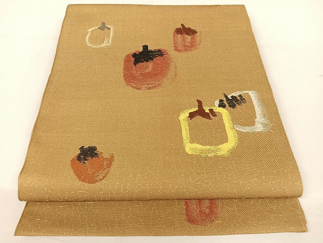 平和屋着物●龍村平蔵製 六通柄 本袋帯 柿の美 正絹 逸品 AAAU4230np