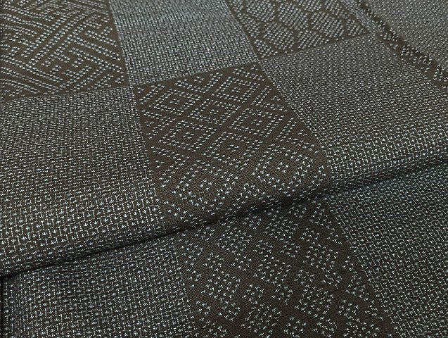 平和屋着物●塩沢紬 110亀甲 市松 正絹 逸品 AAAU4257np