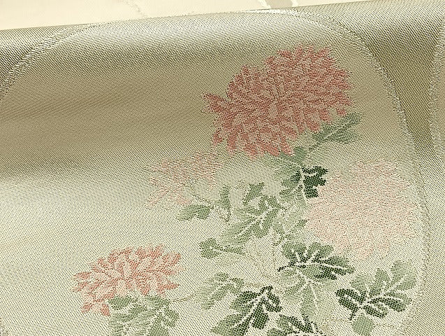 平和屋着物◎太鼓柄袋帯 花鳥丸文 銀糸 引箔 正絹 逸品 BAAT0597yt