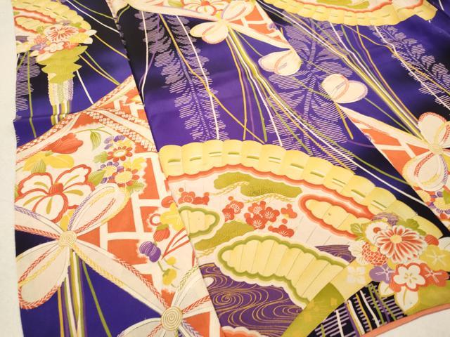 平和屋着物∵アンティーク 大正ロマン 女の子 十三参り 子供 檜扇花文 逸品 DAAR6317ma