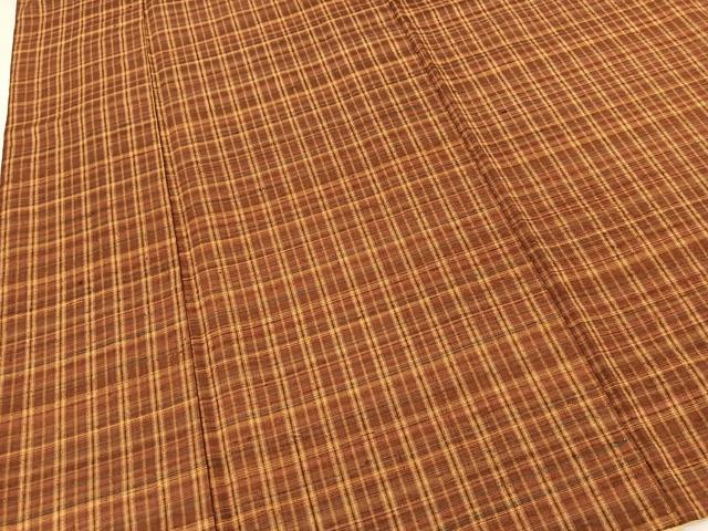 平和屋着物●上質な紬 格子柄 正絹 逸品 BAAT0796yc