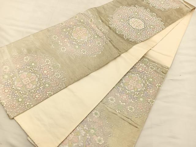 平和屋着物◎六通柄袋帯 唐織 宝相華 金銀糸 正絹 逸品 BAAT4823hz