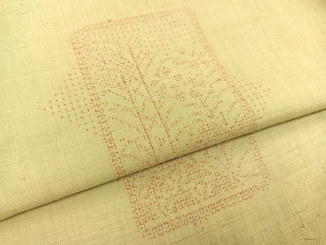 平和屋着物●結城紬 100亀甲 色紙草木文 正絹 逸品 BAAT0850yc