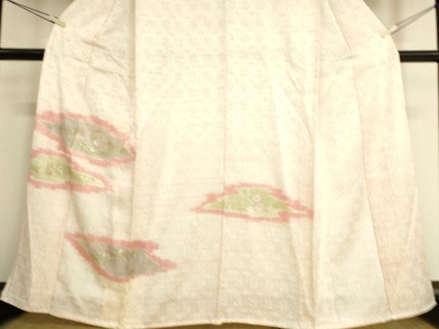 平和屋着物▽訪問着 単衣 杢目絞り 流水花文 金銀彩 正絹 逸品 DAAS0541az